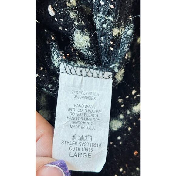 Havana Mixed Textiles VTG Sweater L Multicolor Hi/Low Retro Goth Preppy Corpcore - Picture 7 of 7